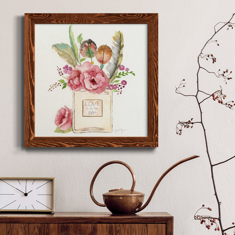 Boho Bouquet II - peinture sur toile encadrée, Toile avec cadre érable patiné, H 17 po x l 17 po x P 1,5 po