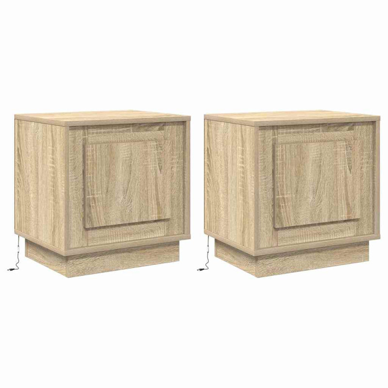Bedside Cabinet With 2 Pcs 44 X 34.5 X 45 Cm, Sonoma Oak