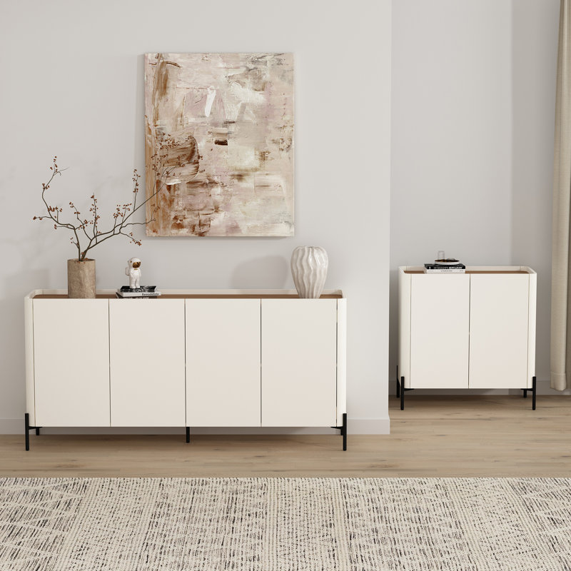 Ensemble de buffet et armoire d'appoint Abbey, Érable / blanc cassé