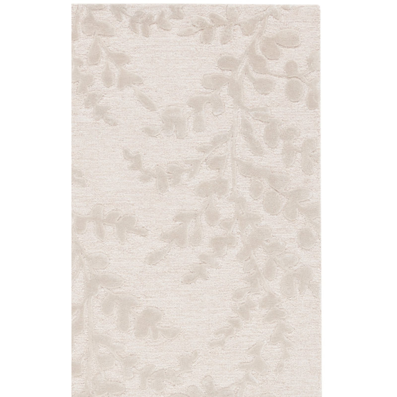 Helan Hand Tufted Wool/Viscose/Cotton Floral Rug in Beige, Square 6'