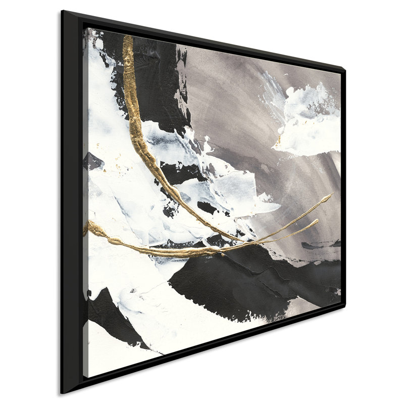 Arcs dorés I - reproduction, H 39,5 po x l 39,5 po x P 2 po, Cadre flottant noir