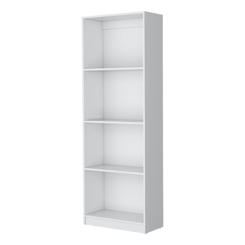 Sutton Bookcase With Tier Storage Shelves, (4 Shelves) 71.1"H x 24.7"W x 11.7"D, White