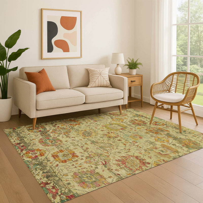 Premium Machine Washable Lucchesi AMF1732 Global Rug, Rectangle 5' x 7'6"