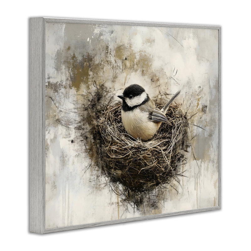 Oiseau de forêt dans un nid, estampe numérique, design par Franklyn Gregory, Estampe numérique Farmhouse, H 16 po x l 20 po