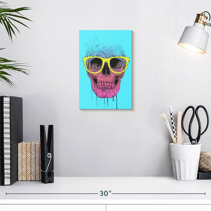 Crâne pop art avec lunettes Kerner, H 12 po x l 8 po