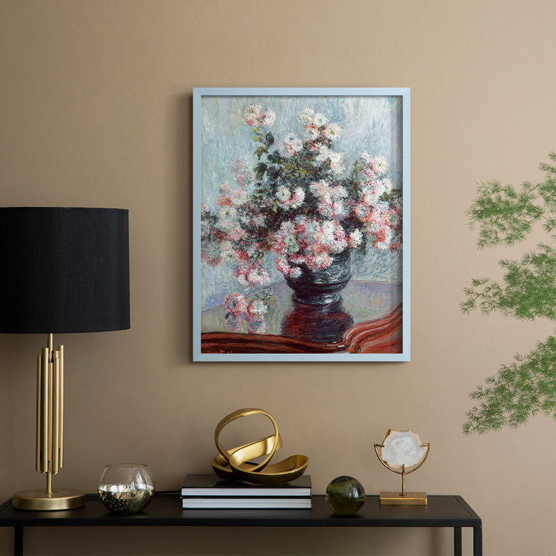 Impression florale vintage encadrée Cxxxi - bois massif, H 30 po x l 24 po, Bleu