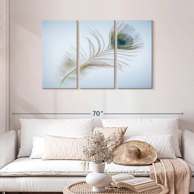 Plume de paon Kerner en bleu, H 28 po x l 45 po