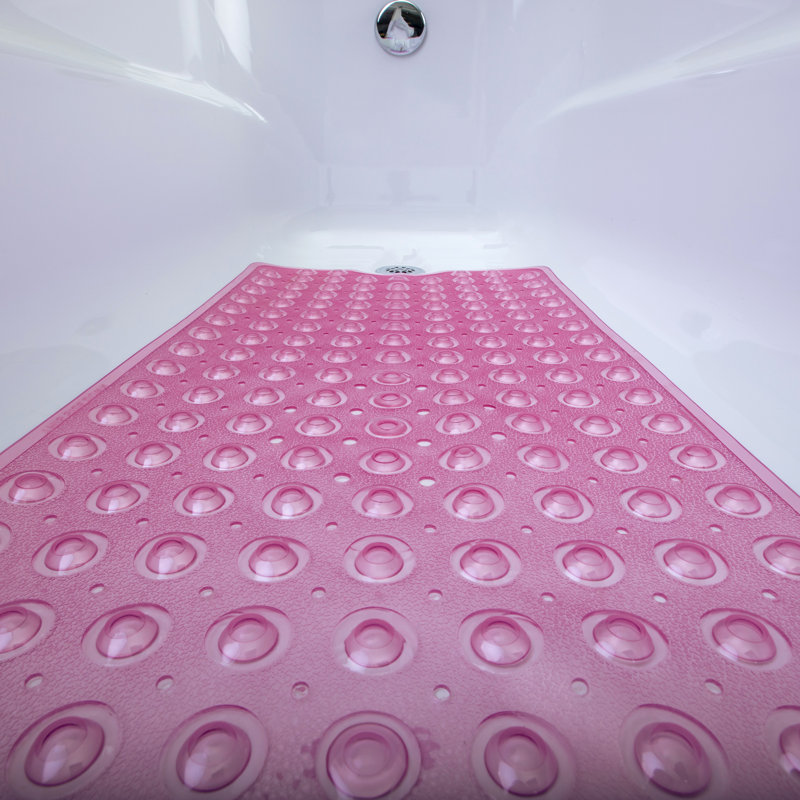 Extra Long Non-Slip Bathtub Mat with Suction Cups, Translucent Pink