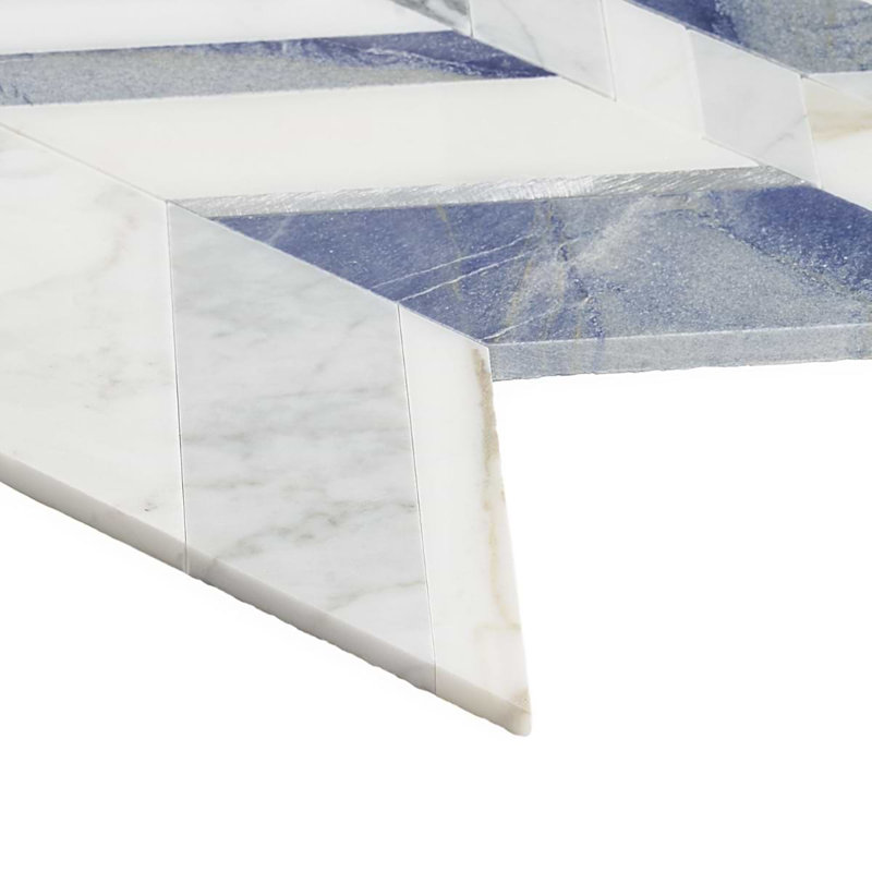 Amari Polished Marble And Aluminum Mosaic, Azur