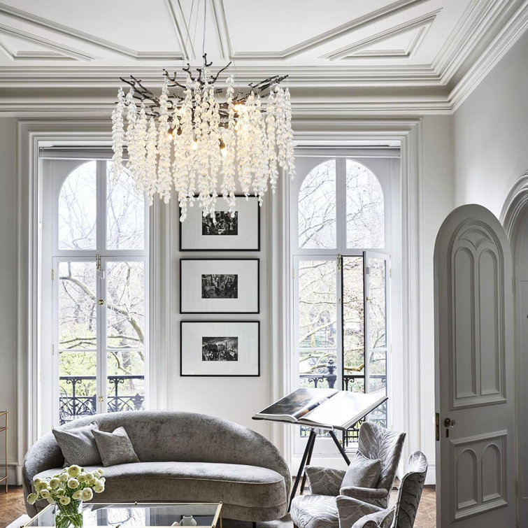 Cannes 23.7" Modern Geometric Crystal Tree Branch Round Chandelier