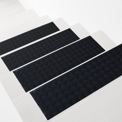 Diamond-Grip Vinyl Step Mats - 2mm x 48"x 10" - Black (6pack)