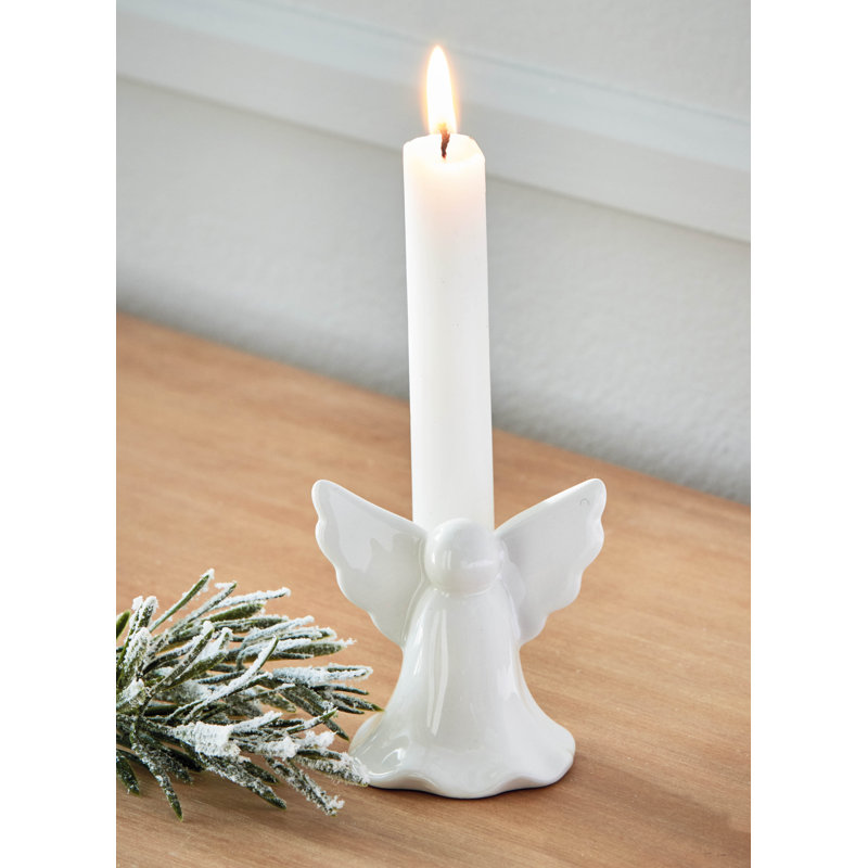  White Angel Ceramic Taper Candle Holder