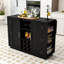 Îlot de cuisine avec station de charge, armoire de rangement à 2 portes, tablettes réglables et support à vin-1303524058