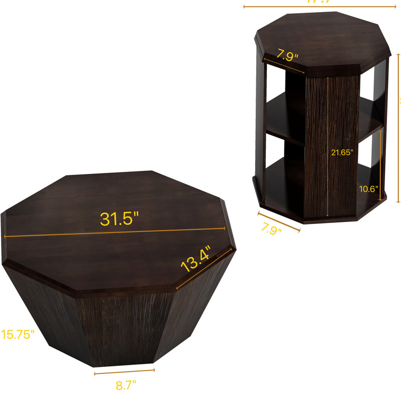 Ensemble de deux tables basses 31,5 "en noyer noir, Noyer