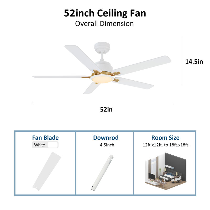 Ventilateur de plafond intelligent 52 "avec lumière