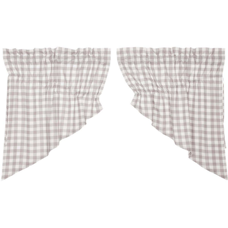 Cantonnière 36 po Annie, Gris cendré / blanc antique
