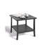 Table d'appoint extérieure durable en métal noir carré, conception à 2 niveaux pour une utilisation toutes saisons et un rangement amélioré-1274456150