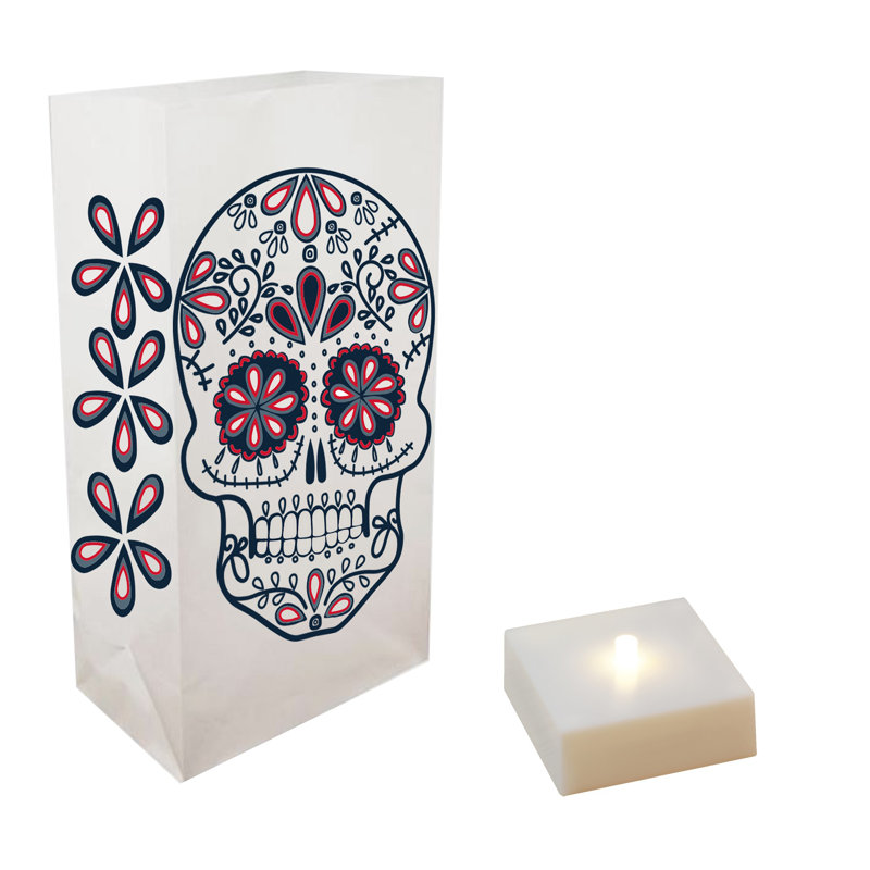 Ensemble de 6 luminaires à piles, crâne en sucre - ensemble de 6