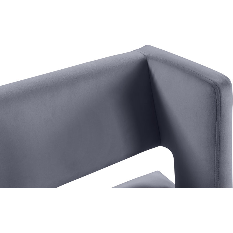 Caleb 26" Counter Stool, Grey Velvet, Matte Black
