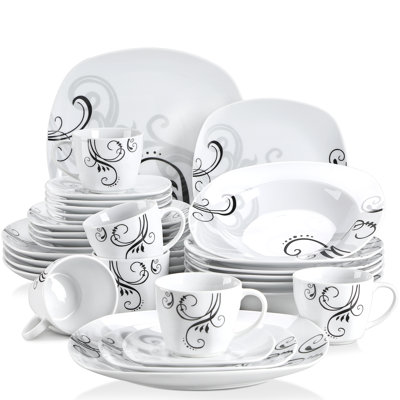 Piece Porcelain China Dinnerware Set - Service for 6