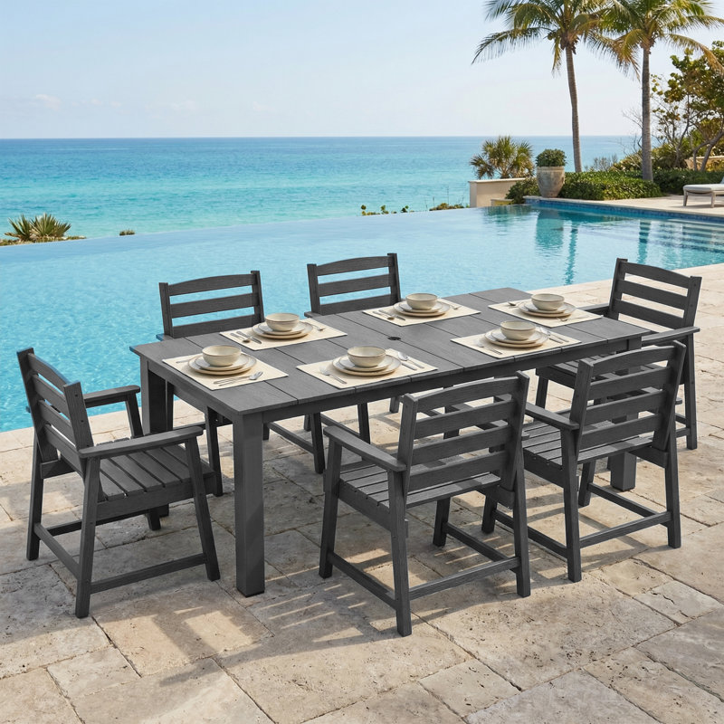 Six-piece Outdoor Patio Dining Table Set, Gray