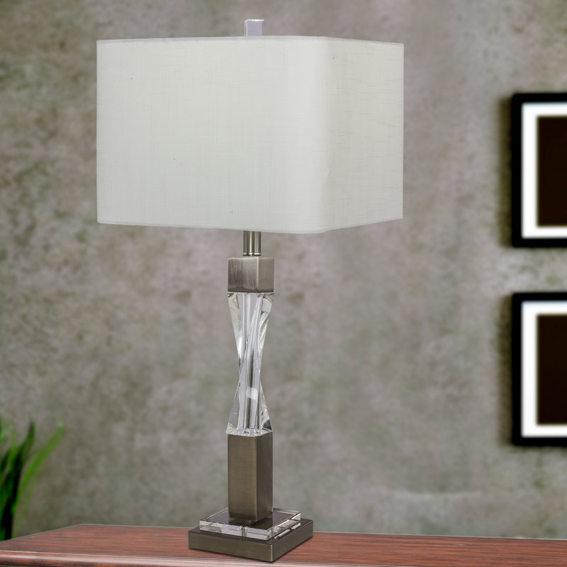 Lampe de table 30 po Riddleville, Acier brossé, Beige