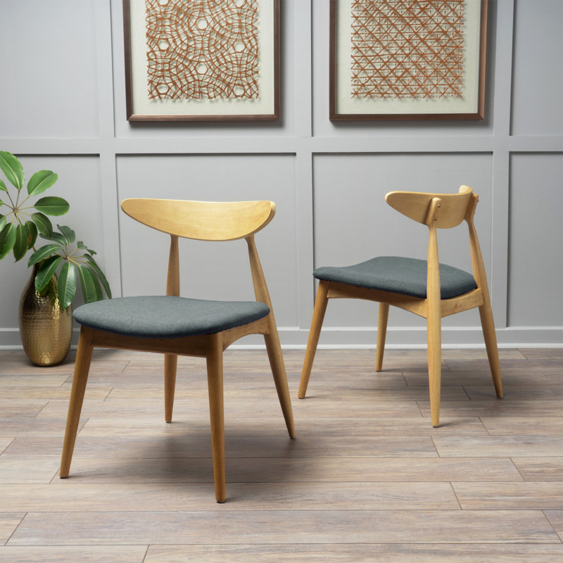 Chaise de salle à manger rétro, Gris, Naturel