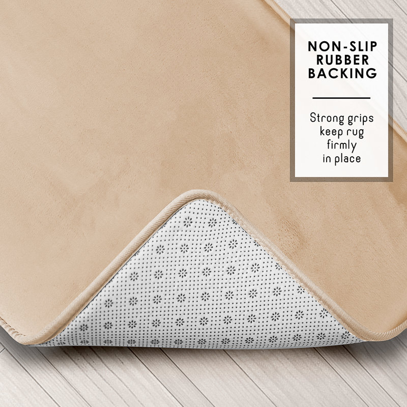 Aighan 3 Piece Ultra Soft and Absorbent Memory Foam Bath Rug Set with Non-Slip Backing, Cream