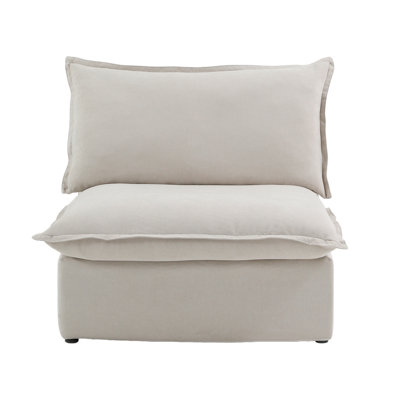 Fauteuil rembourré en velours de lin sans accoudoirs Fairford