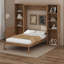 Grand lit escamotable horizontal avec tablettes et armoires de rangement, lit plateforme dissimulé avec tête de lit