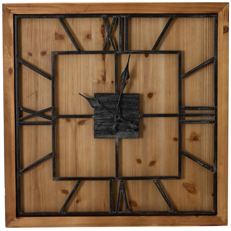 Anetia Square Large Wooden Wall Clock