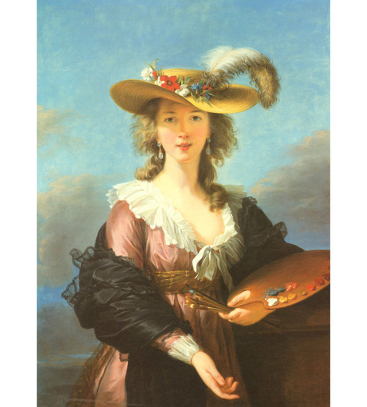 Autoportrait au chapeau de paille, H 48 po x l 35 po