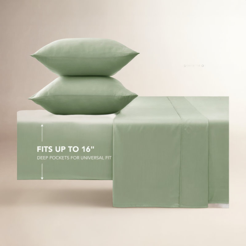 Tencel Sheet Set 4 Pieces, Cream White, Queen Sheet Set + 1 Fitted Sheet + 2  Pillowcases