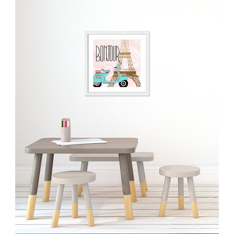 Bonjour paris 2, H 22,5 po x l 22,5 po x P 0,63 po, Cadre blanc