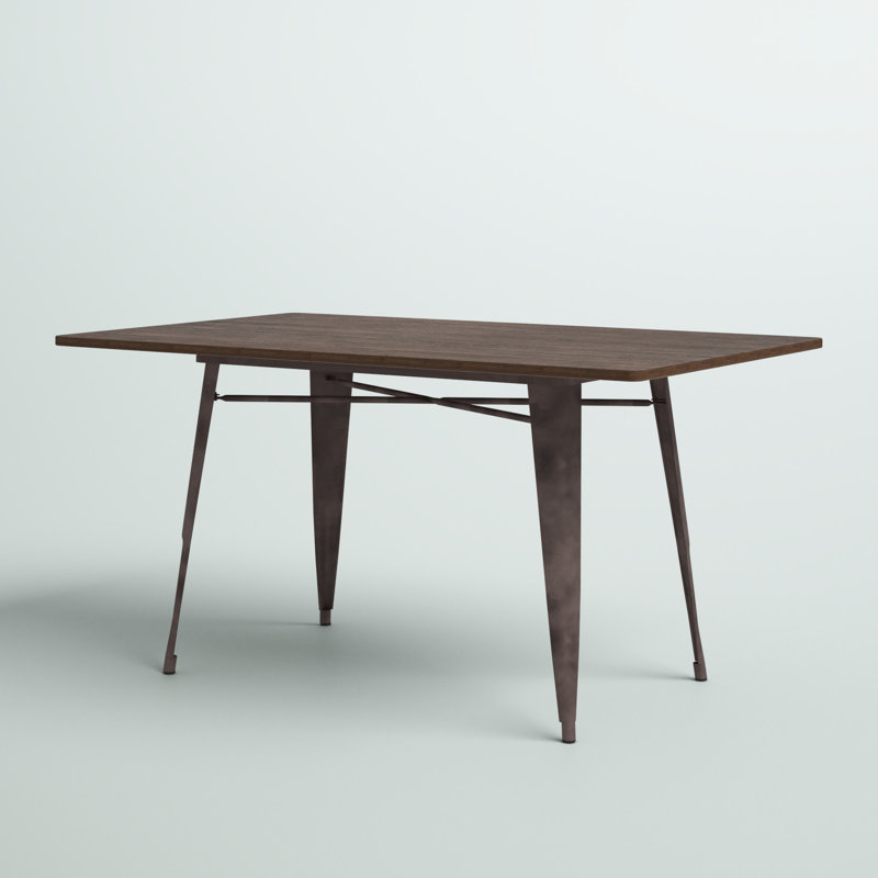 Christie Solid Wood Top Metal Base Dining Table, Antique/Espresso Wood
