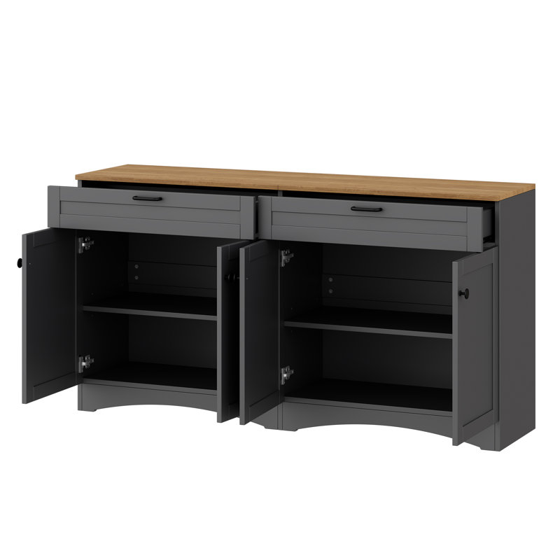 Armoire de bureau de 63 po de largeur à 4 portes et 2 tiroirs, Gris