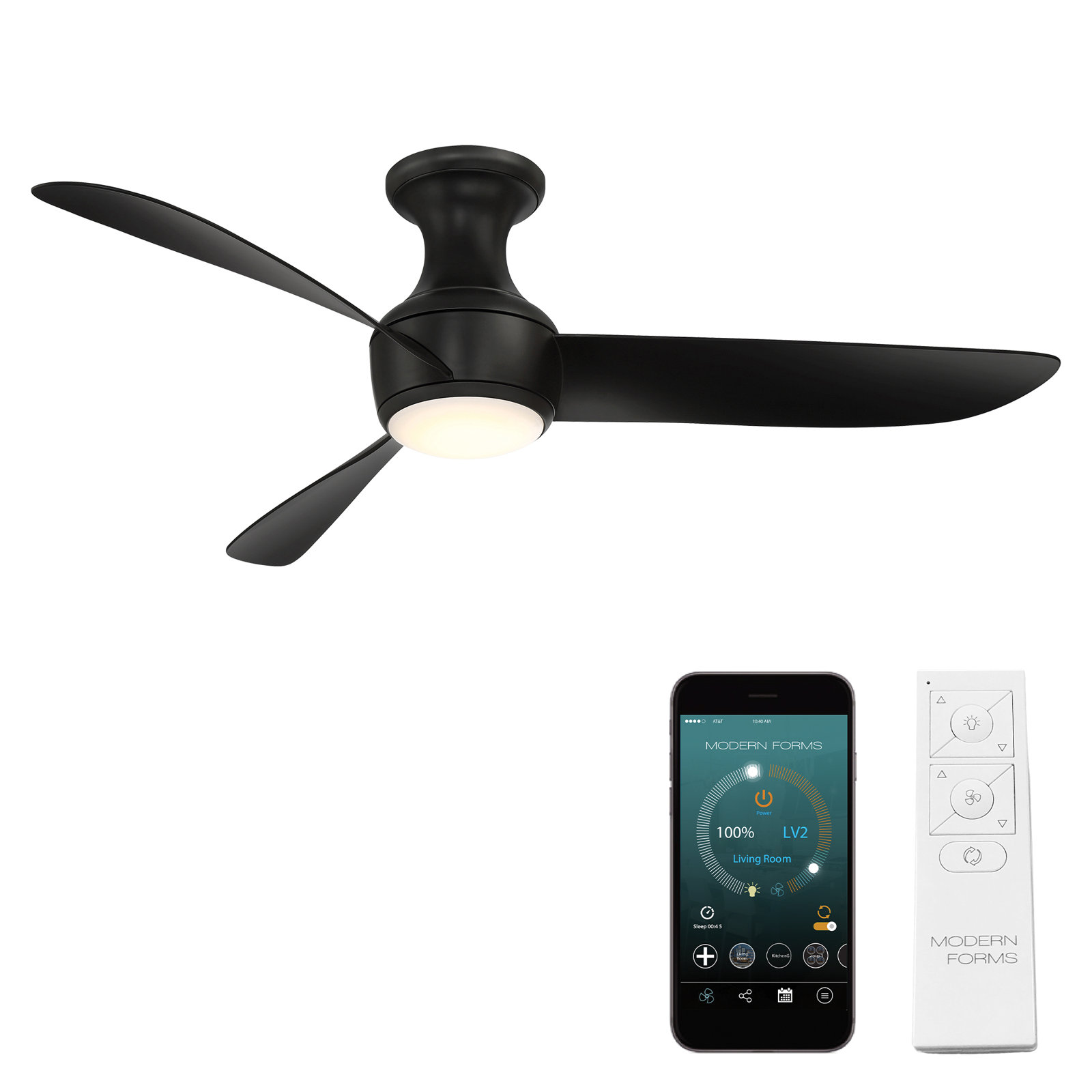 Corona Smart Ceiling Fan with LED Light Kit, Matte Black, 52"