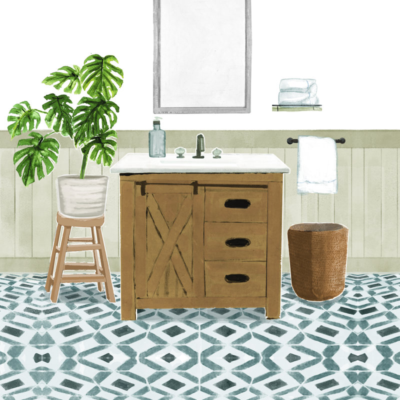 Bathroom Scene - Wrapped Canvas Art Prints, 30cm H x 30cm W 
