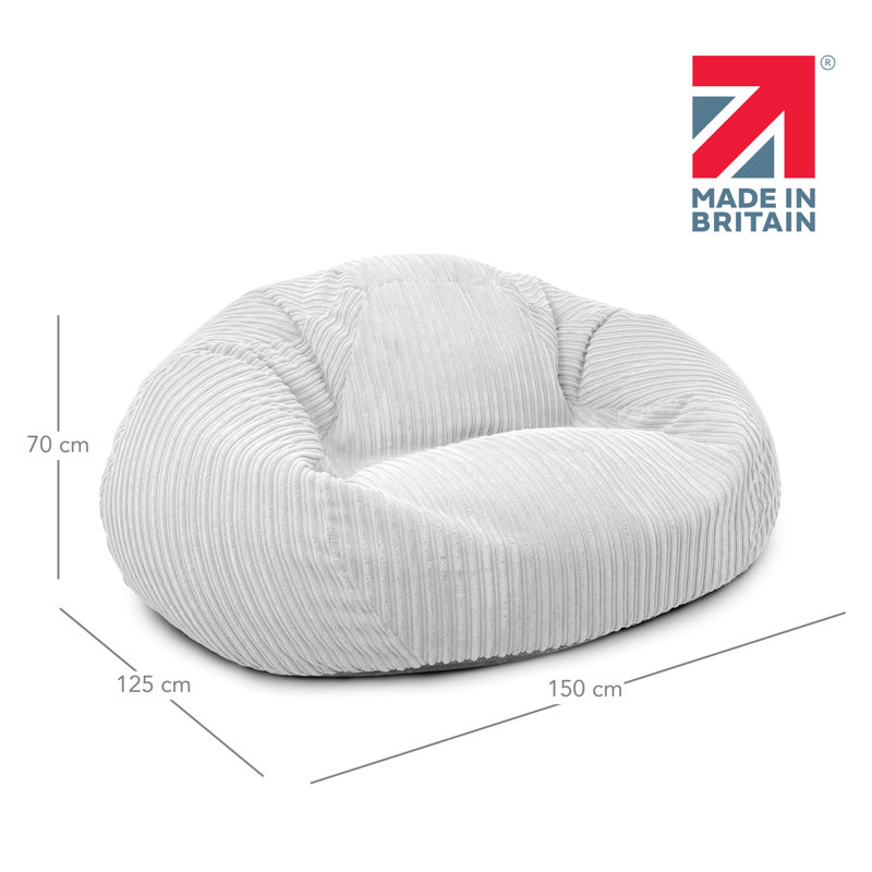 rucomfy Beanbags Jumbo Corduroy Huge Adult Bean Bag Chair. Extra Large Living Room Lounger. 125 (H) cm x 120 (W) cm, Mustard