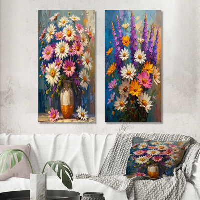 «Daisy Still Life Garden Collage I - Daisies», ensemble d'art mural 2 pièces