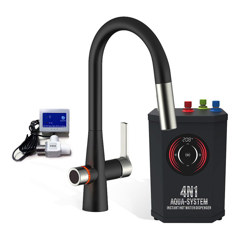 AquaNuTech Pull Down Touch Kitchen Faucet, Matte Black/Brushed Nickel