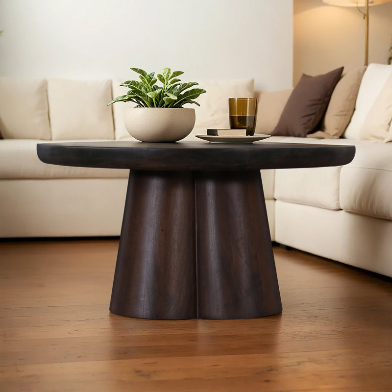 Table basse à piédestal rond en bois 31 po Gorkis
