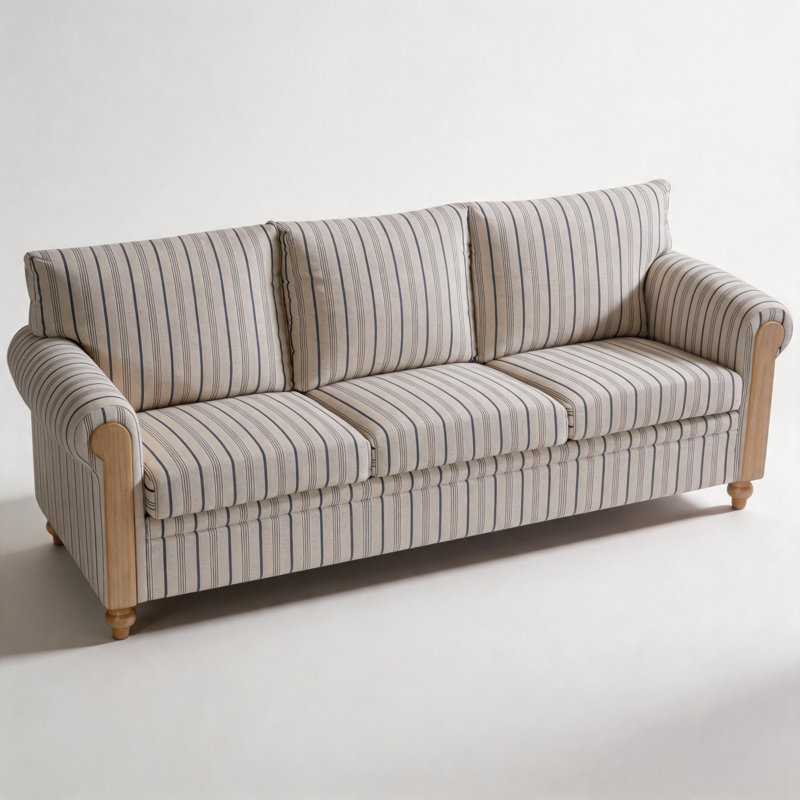 Canapé à rayures en mélange de polyester 83,86 po American Farmhouse,  H 35,43 po x l 83,86 po x P 30,91 po