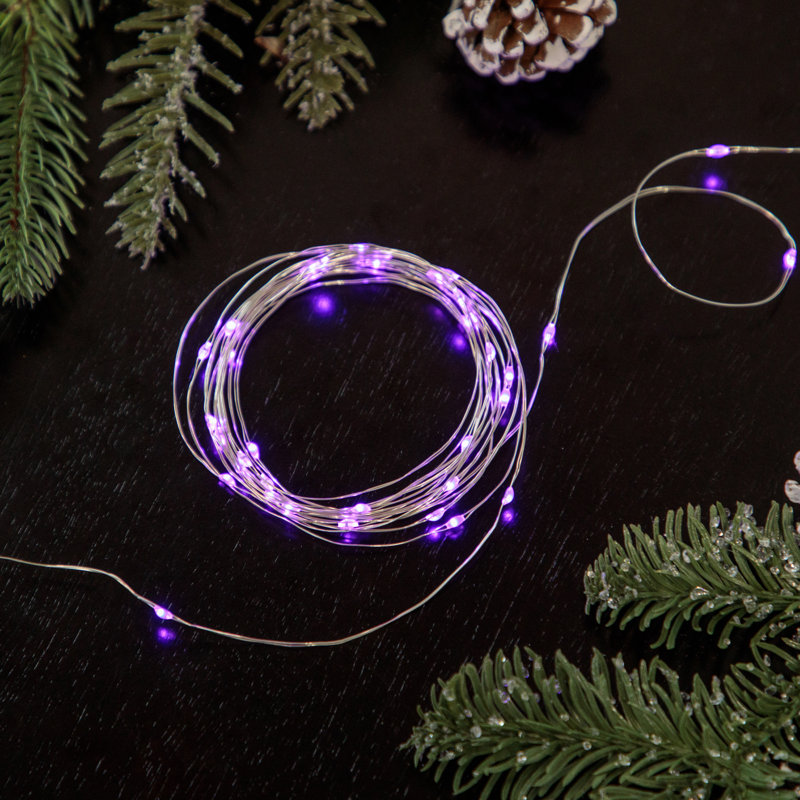 100ct LED Micro Fairy Lights - 20ft Copper Wire, Purple