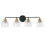 Applique murale Flagler à 4 lumières pour salle de bain, fini noir mat avec accents en laiton chaud-2027704752