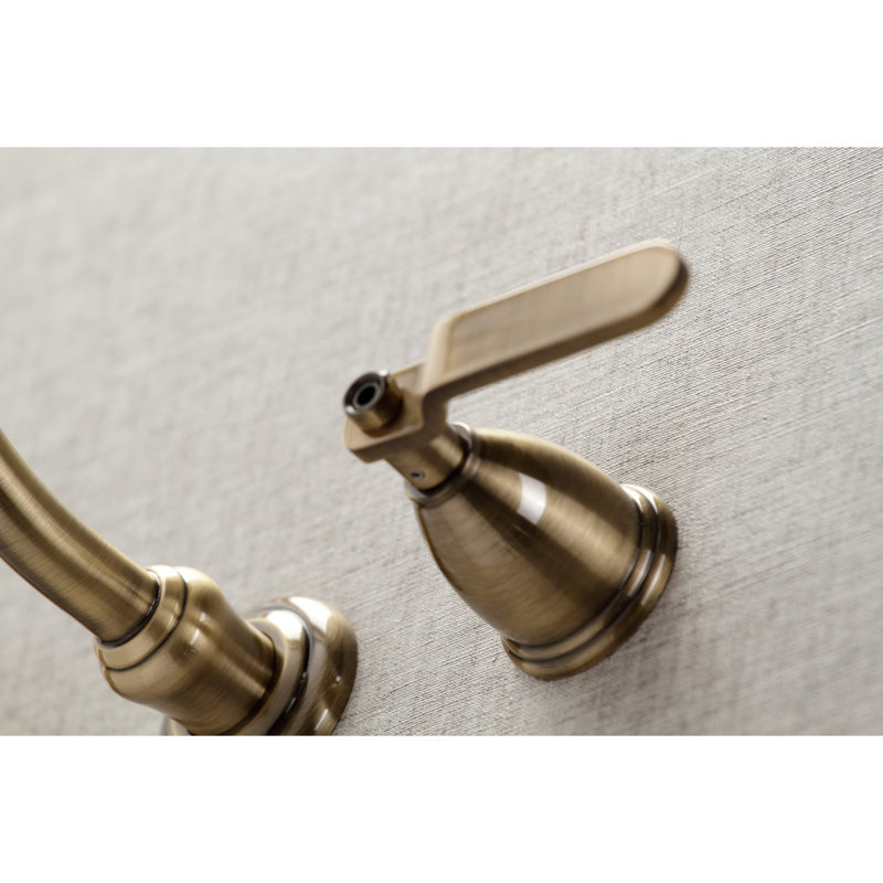 Robinet de salle de bain mural 3 trous Kingston Brass Whitaker, Laiton antique