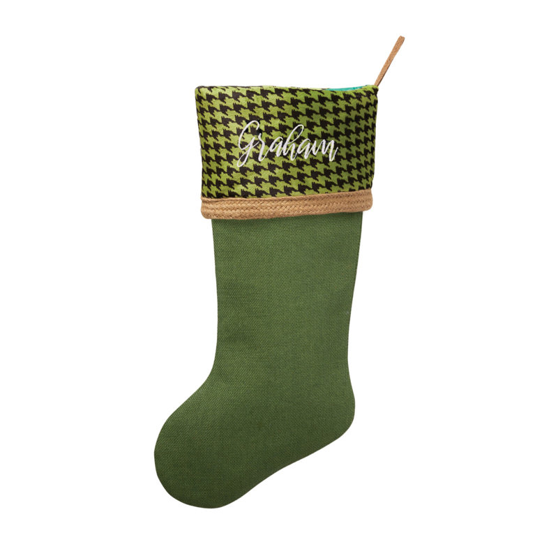 Herringbone Cuff Personalized Stocking, Yes