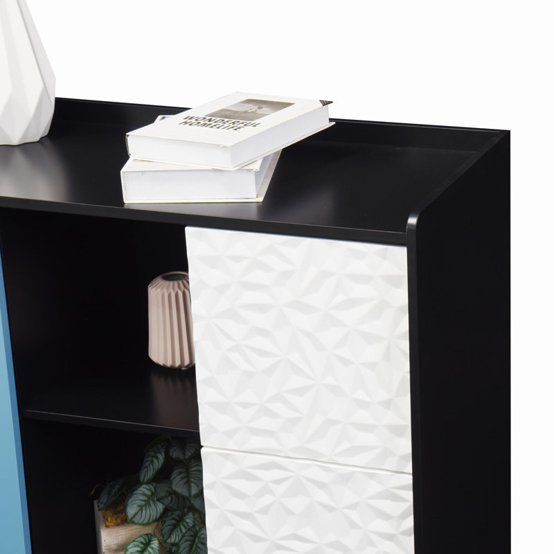 Atilana Accent Cabinet, Blue/Black/White