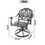 Chaise de patio pivotante en fonte d'aluminium 6 pièces avec structure noire et coussins bruns