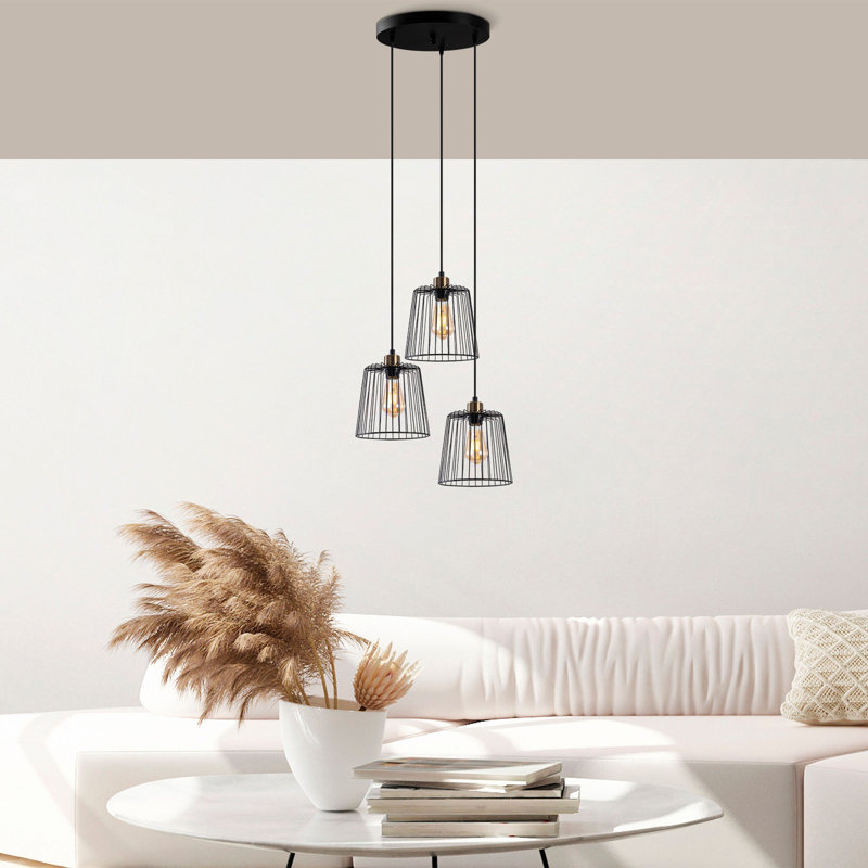 Luminaire suspendu grappe 3 lumières Empire, Noir
